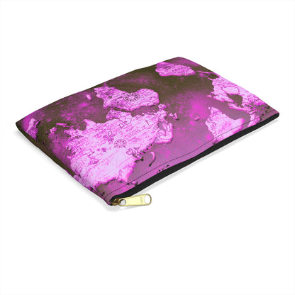 Mauve World Map Accessory Pouch