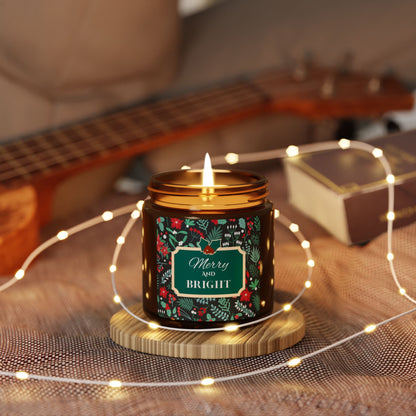 Merry and Bright Scented Soy Candle (Multi-Size, Amber Jar)