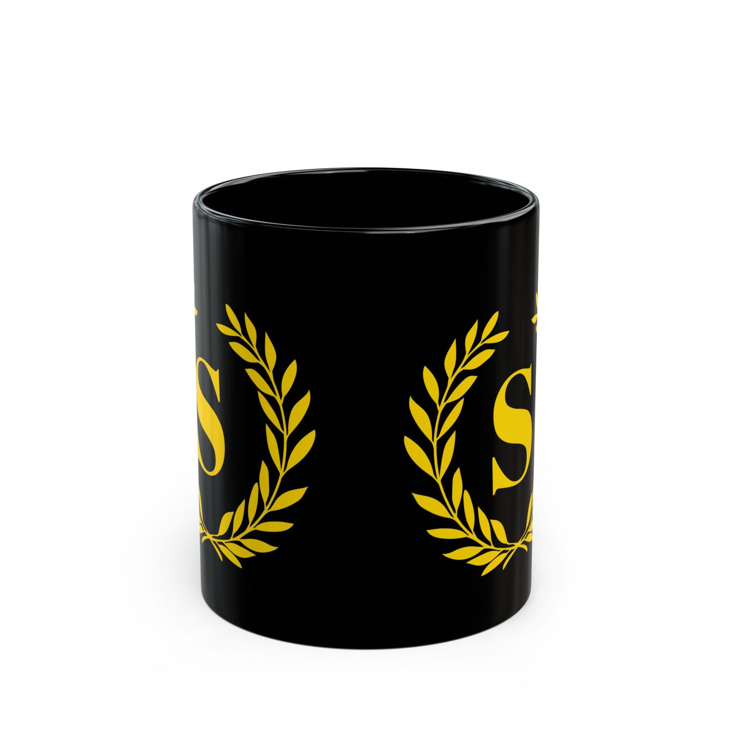 Elegant Letter "S" Laurel Monogram Black Coffee Mug