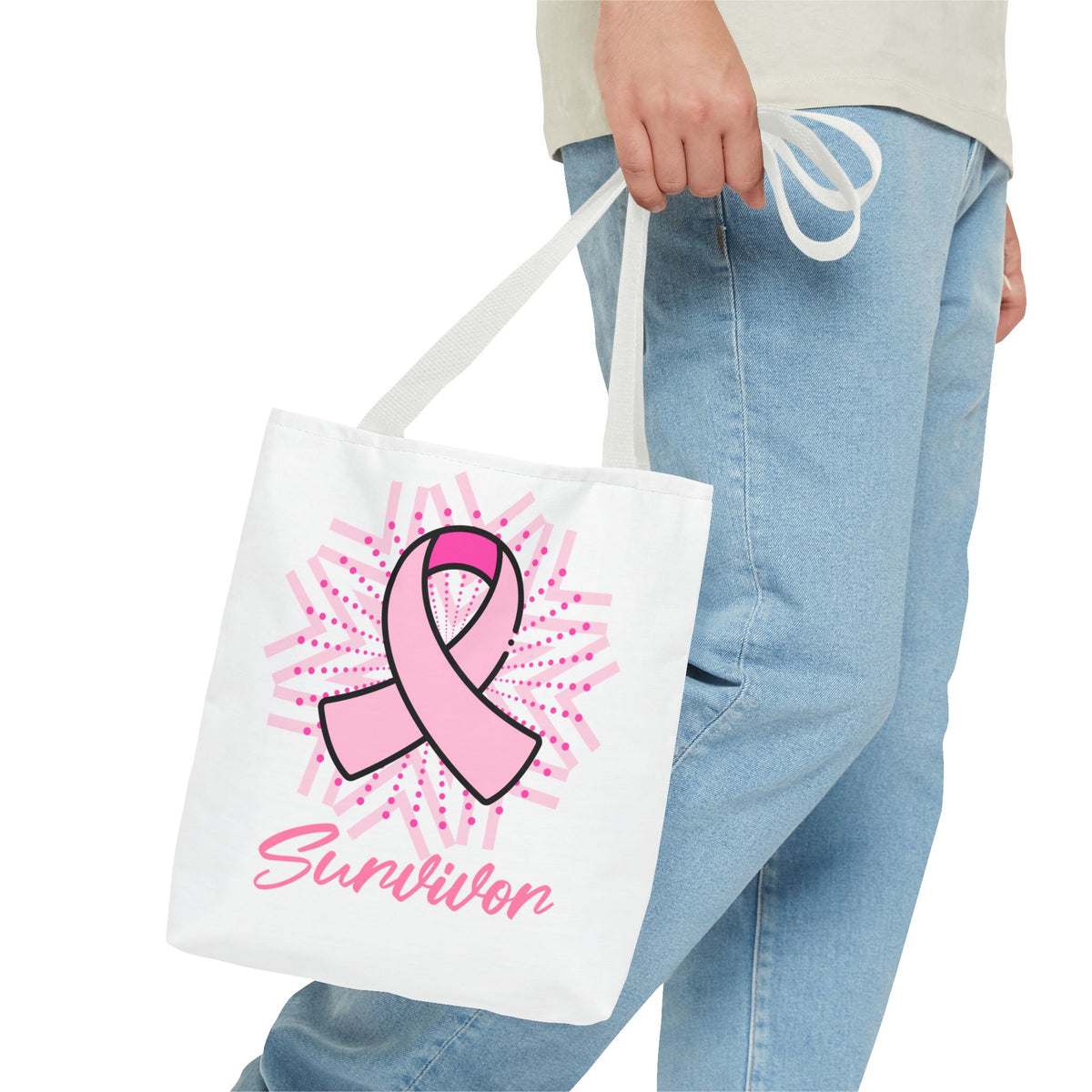 Breast Cancer Survivor Pink Ribbon Tote Bag