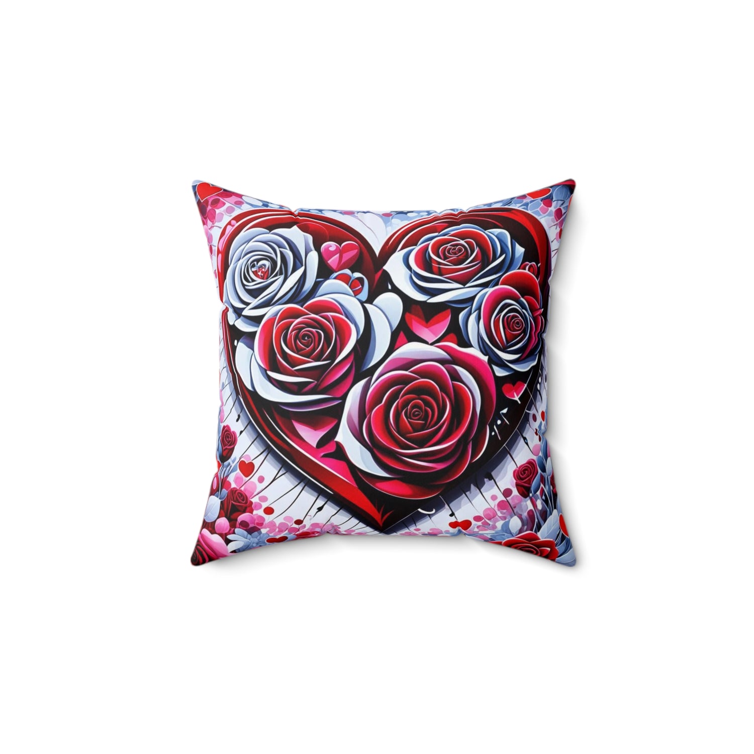 Rose Heart Polyester Square Pillow