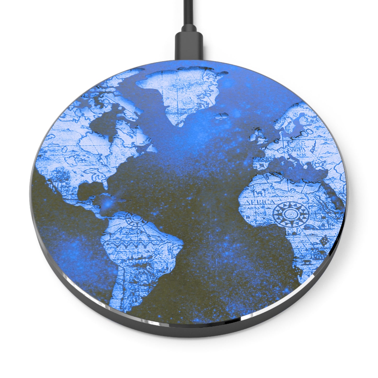 Blue World Map Wireless Charger