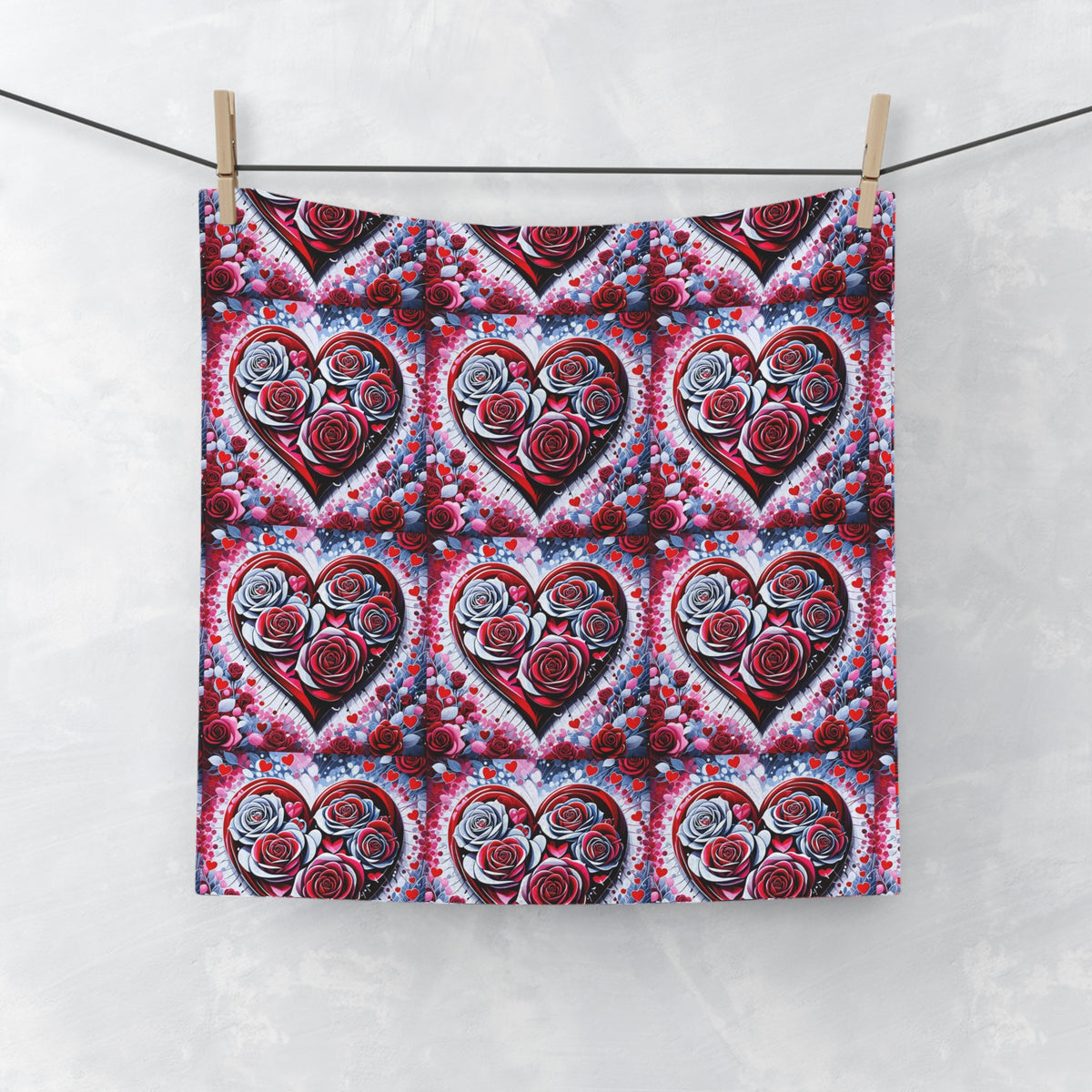 Rose Heart Pattern - Face Towel