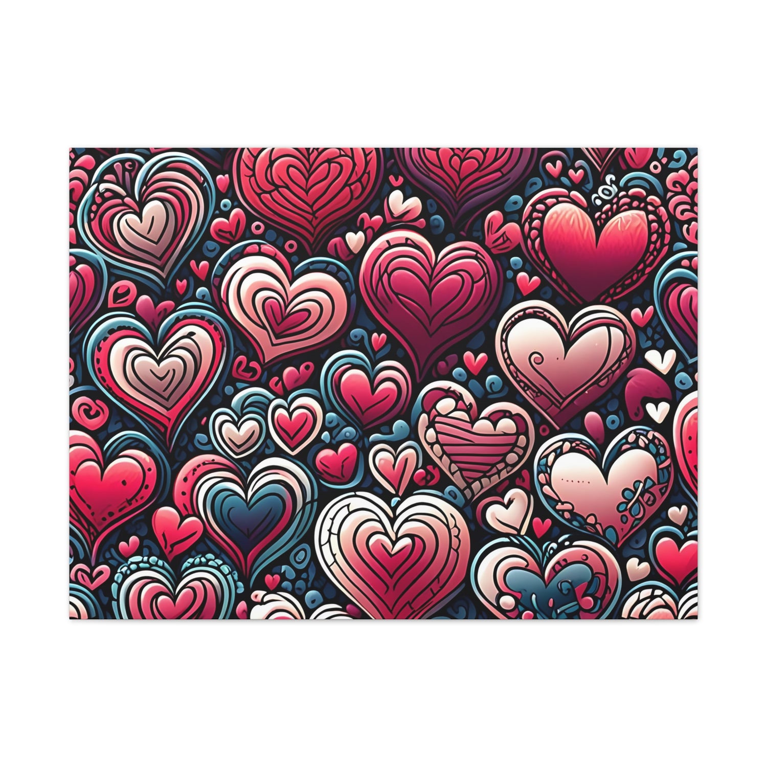 Decorative Heart Pattern Canvas Stretched, 0.75"