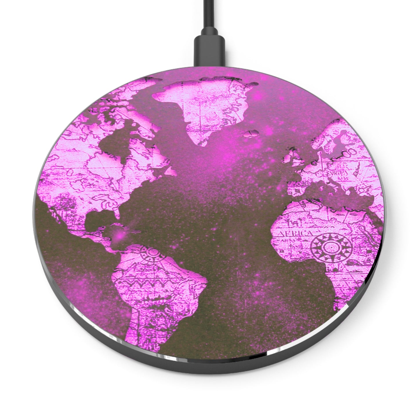 Mauve World Map Wireless Charger