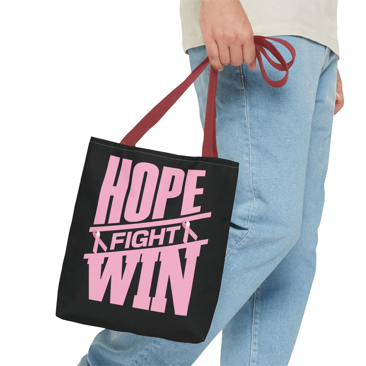 Hope, Fight, Win - Breast Cancer Survivor Tote Bag