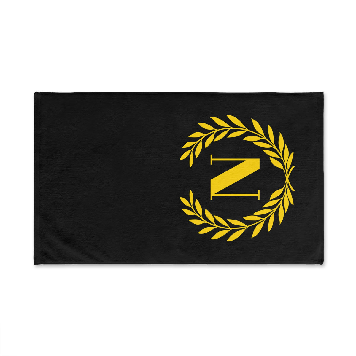 Elegant letter "N" Gold Laurel Monogram Hand Towel