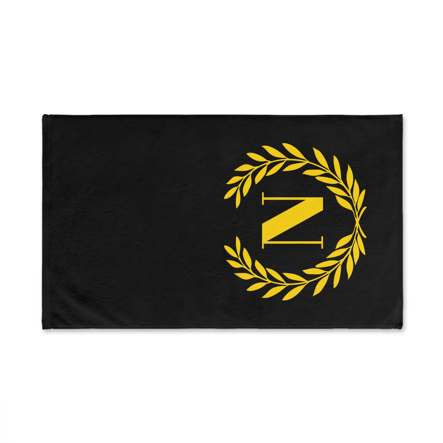 Elegant letter "N" Gold Laurel Monogram Hand Towel