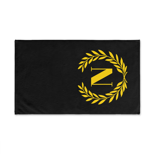 Elegant letter "N" Gold Laurel Monogram Hand Towel