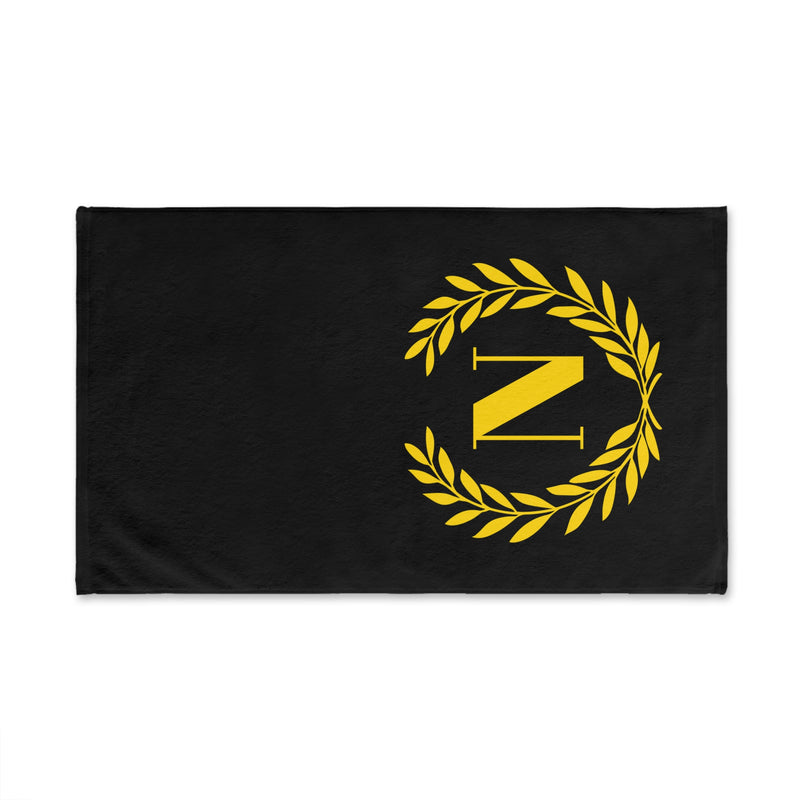 Elegant letter "N" Gold Laurel Monogram Hand Towel