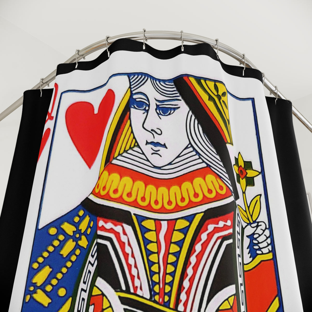 Queen of Hearts Playing Card - Shower Curtain - Black