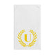 Elegant letter "U" Gold Laurel Monogram White Hand Towel