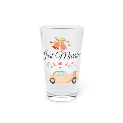 Just Married Wedding Pint Glass, 16oz