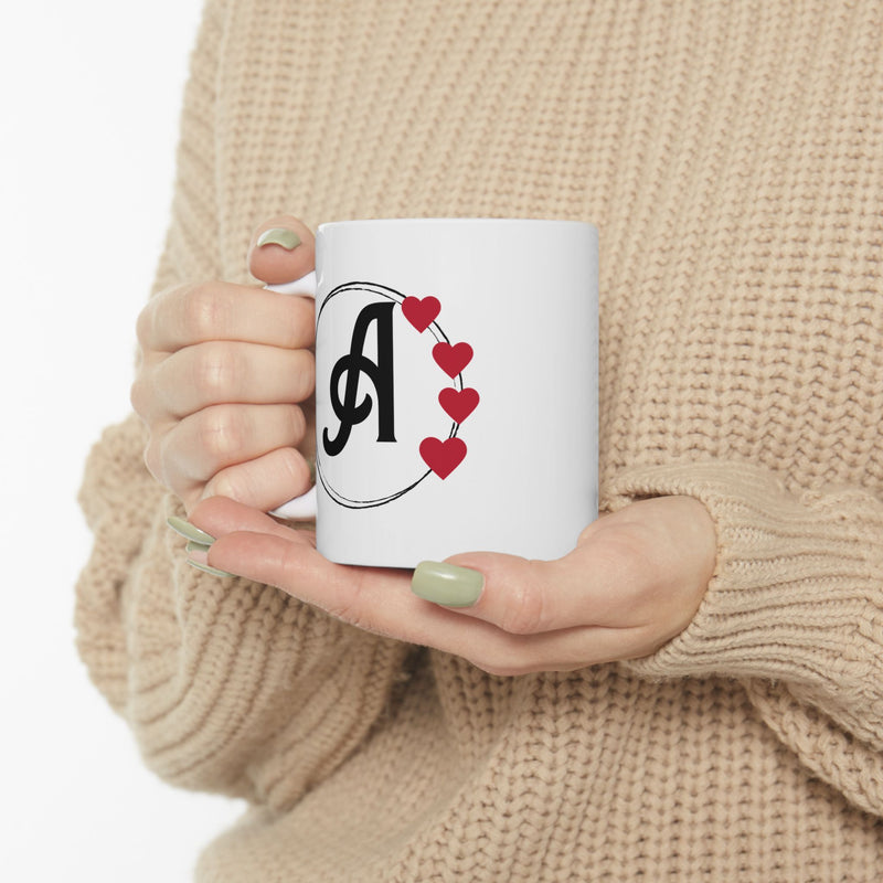Letter "A" Heart Monogram Coffee Mug