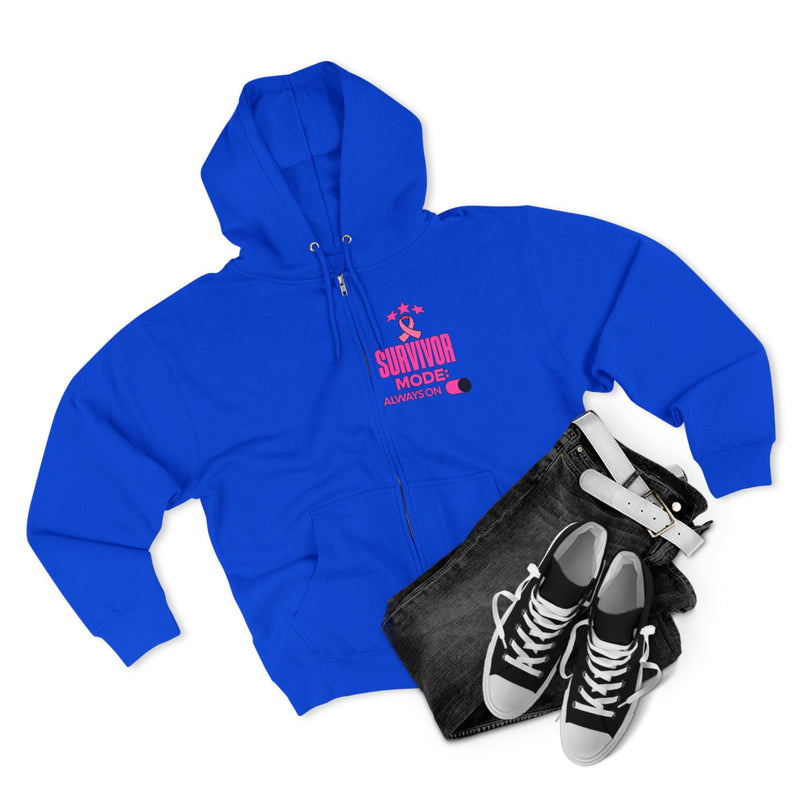 Survivor Mode: Always On - Breast Cancer Survivor Zip Hoodie