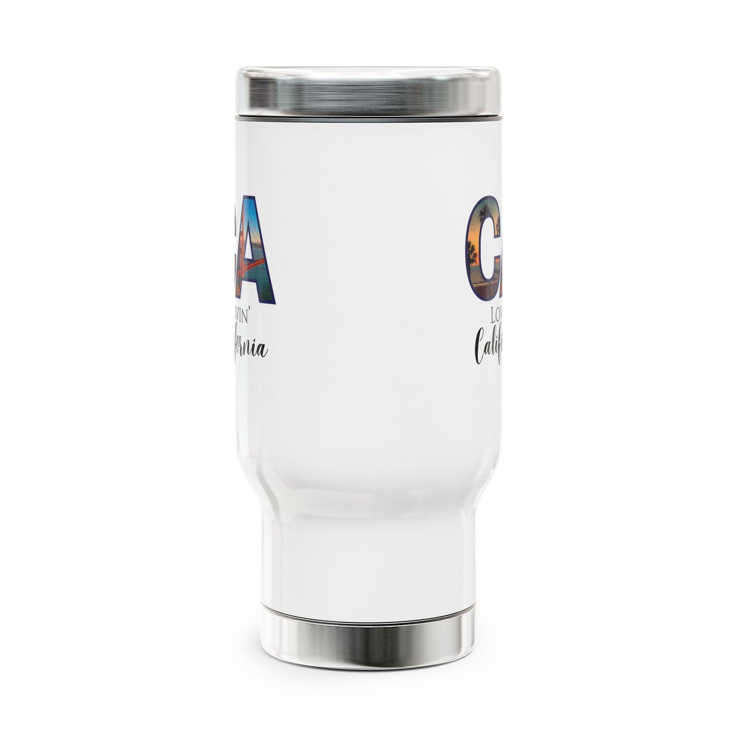 Lovin' California Stainless Steel Travel Mug with Handle, 14oz