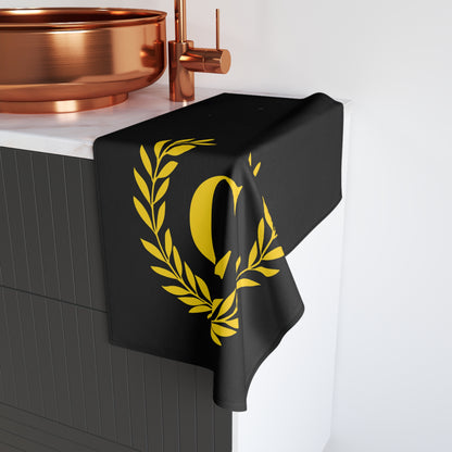 Elegant letter "C" Gold Laurel Monogram Hand Towel