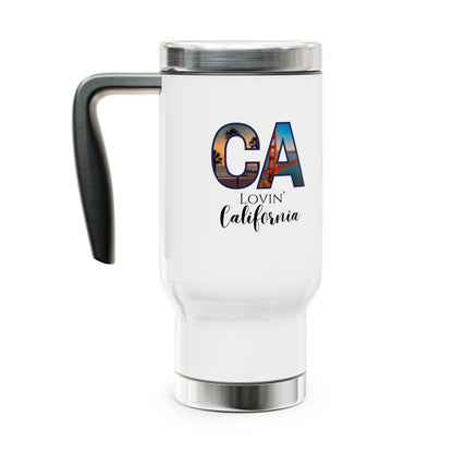 Lovin' California Stainless Steel Travel Mug with Handle, 14oz