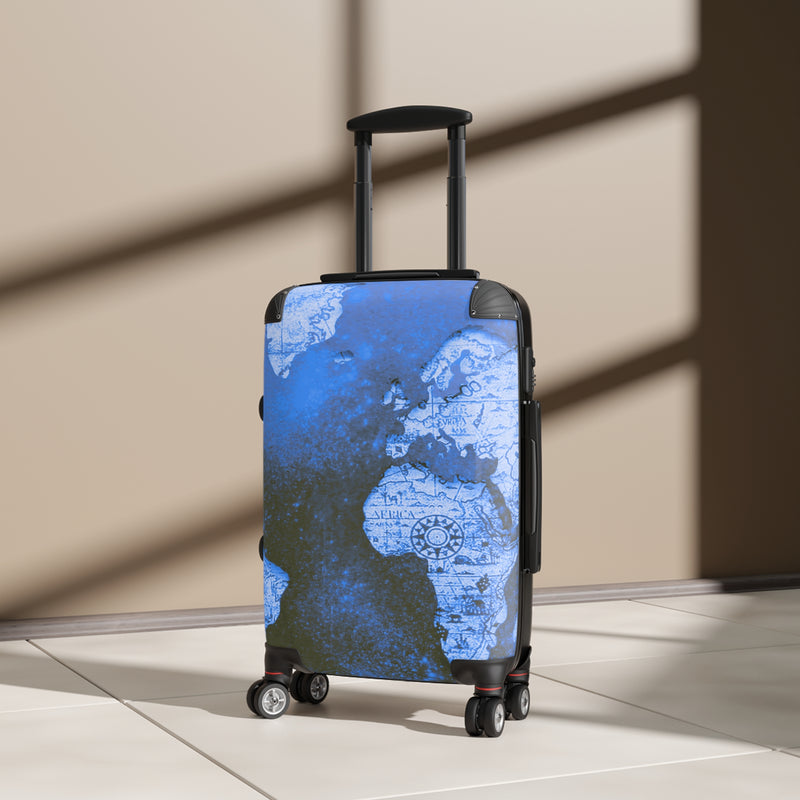 Blue World Map Suitcase