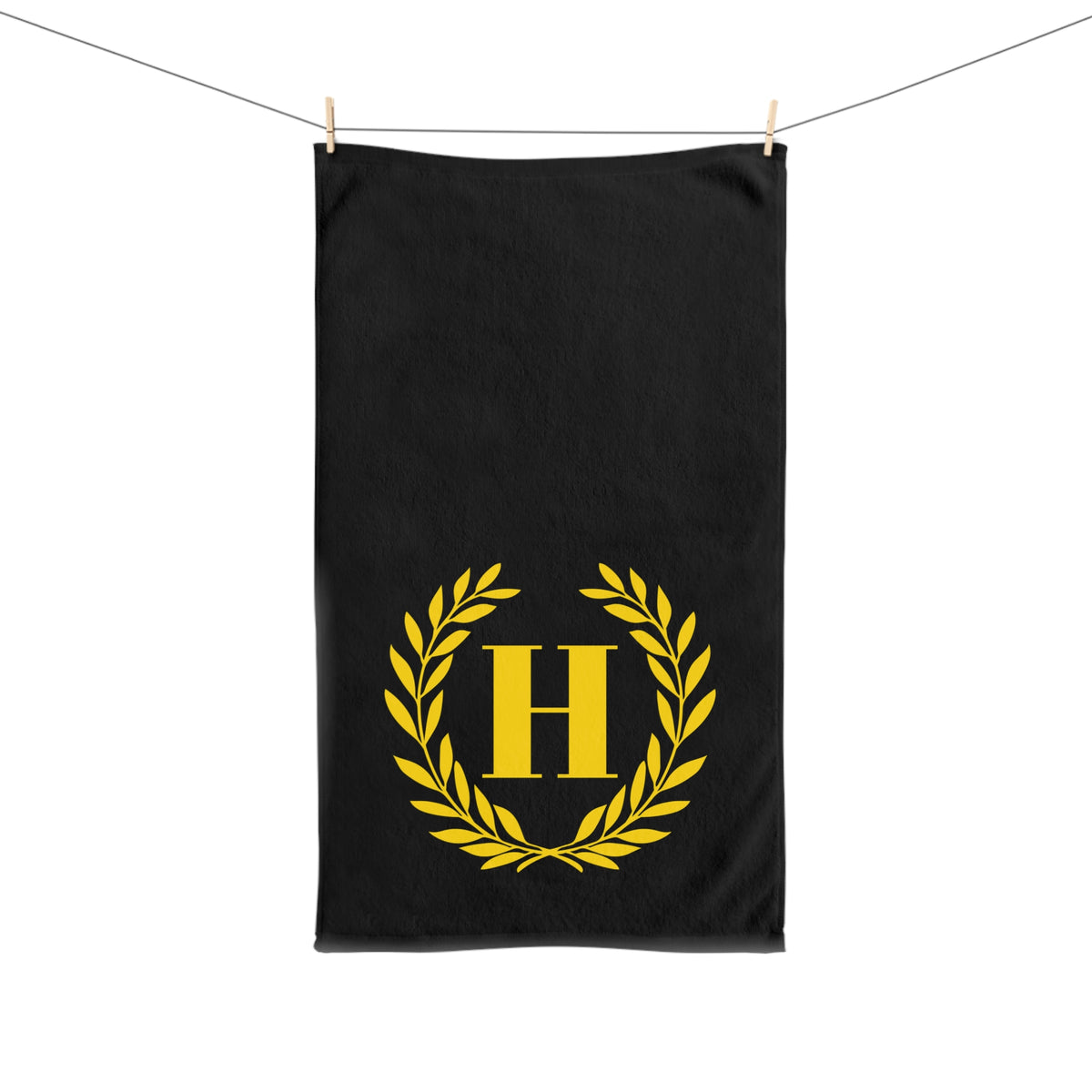 Elegant letter "H" Gold Laurel Monogram Hand Towel