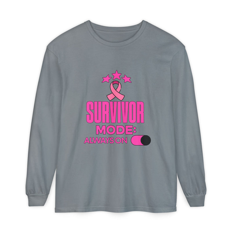 Survivor Mode: Always On - Breast Cancer Survivor Long Sleeve T-Shirt
