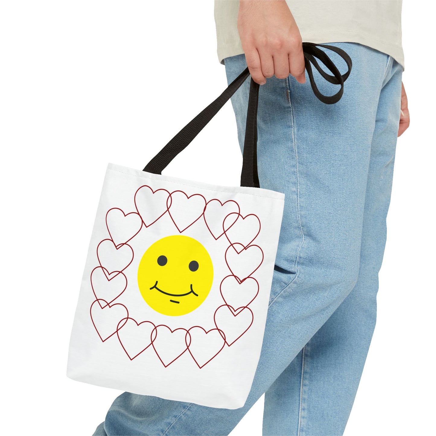 Smiley Face Heart Tote Bag