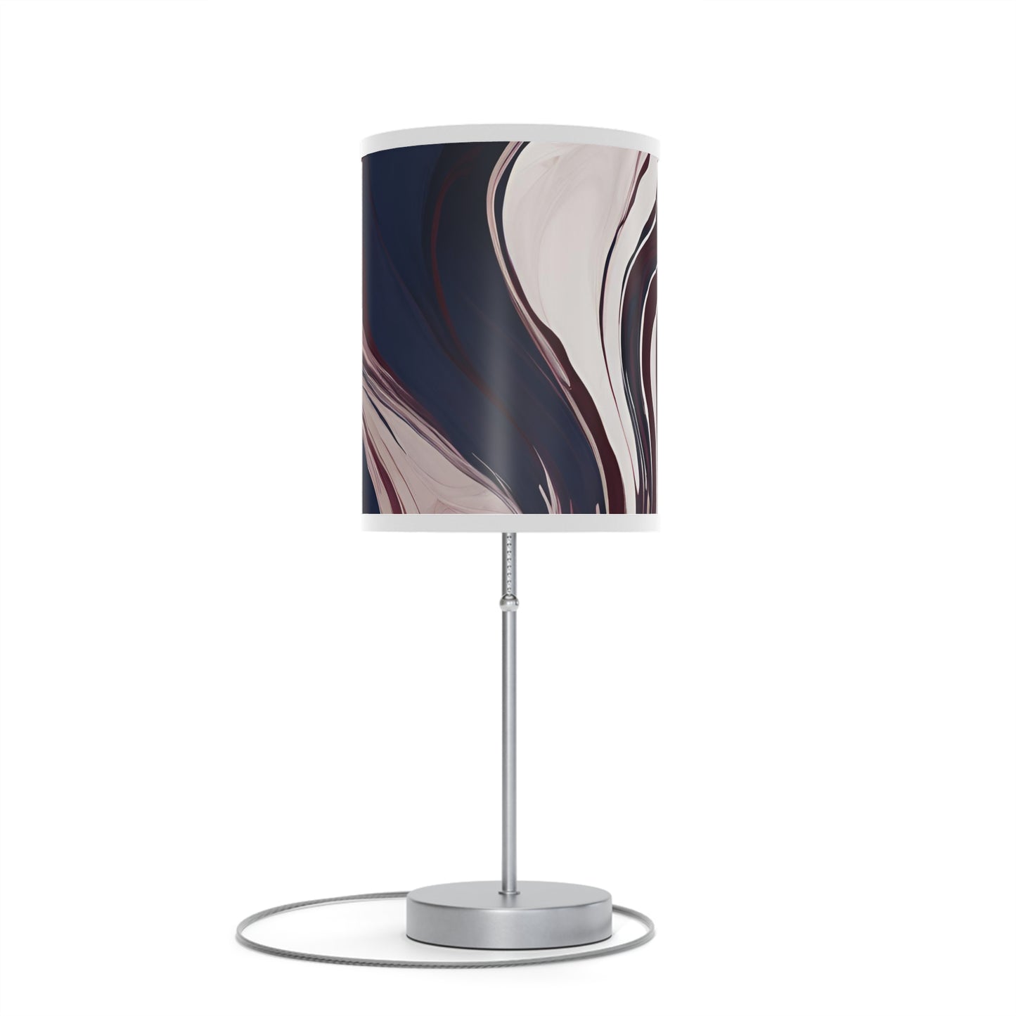 Burgundy and White Marble Swirl Lamp on a Stand, US|CA plug