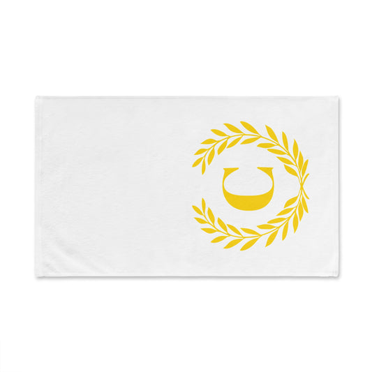Elegant letter "C" Gold Laurel Monogram White Hand Towel