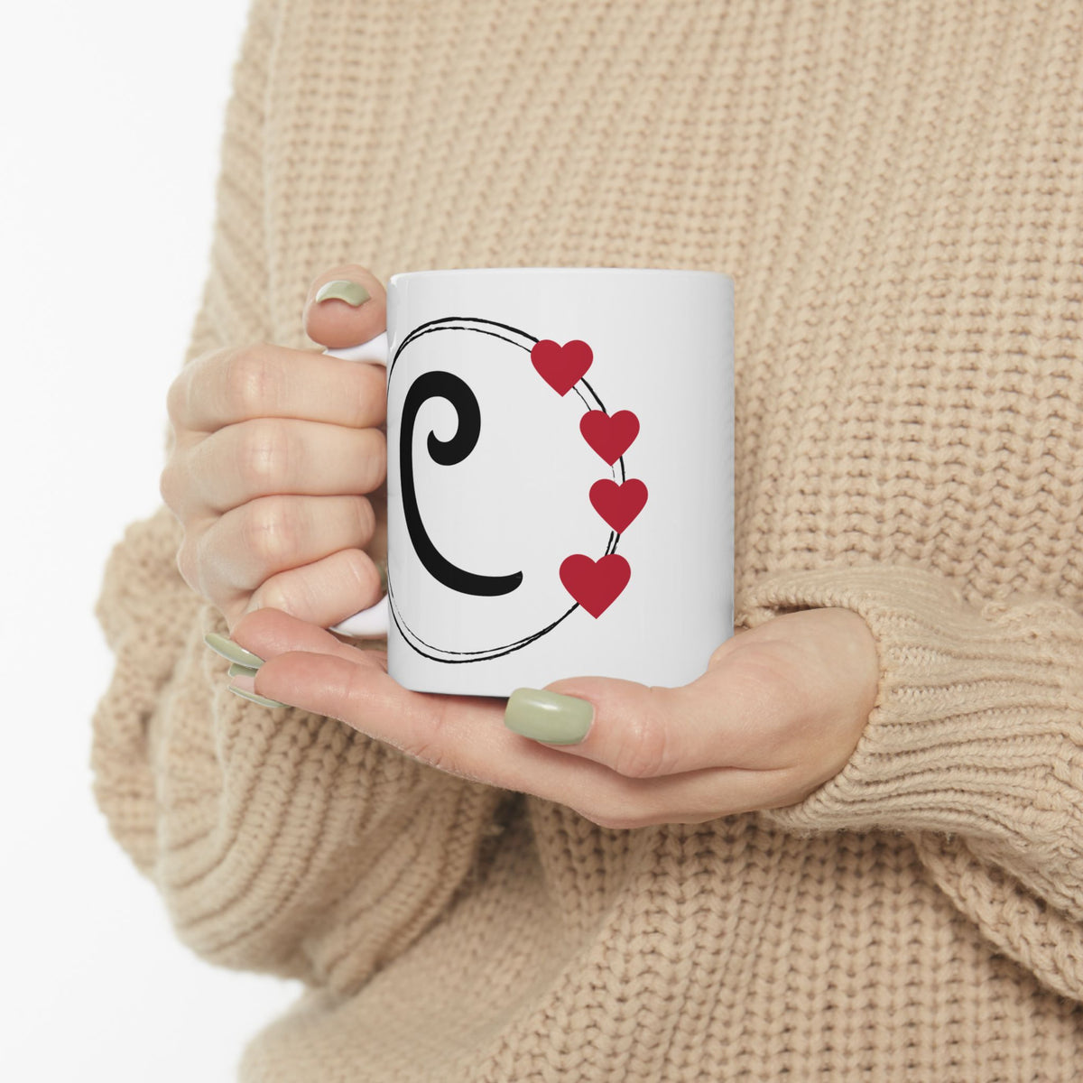 Letter "C" Monogram Heart Design Coffee Mug