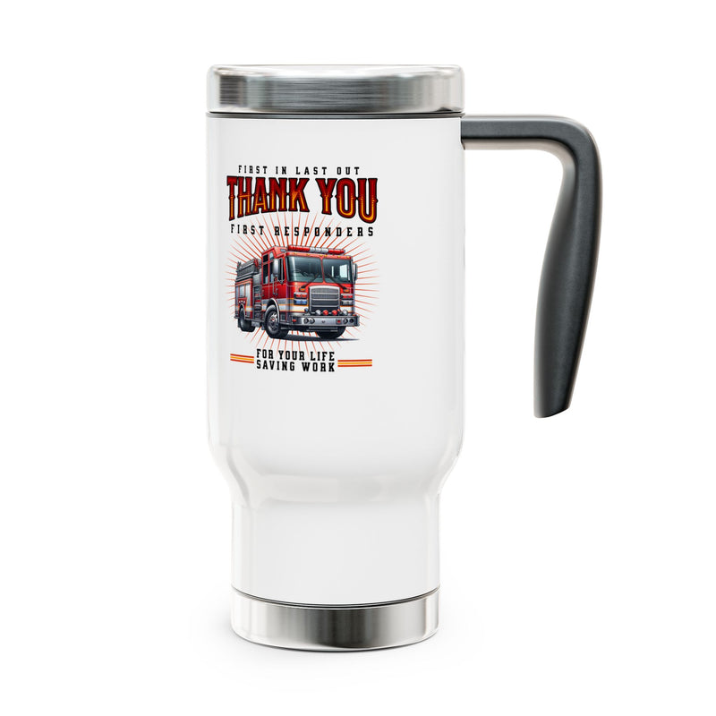 Thank You First Responders Stainless Steel Travel Mug with Handle, 14oz