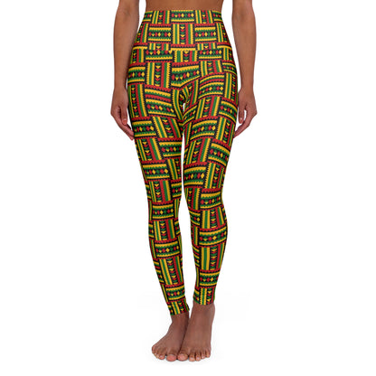 Kente Cloth High Waisted Yoga Leggings (AOP)