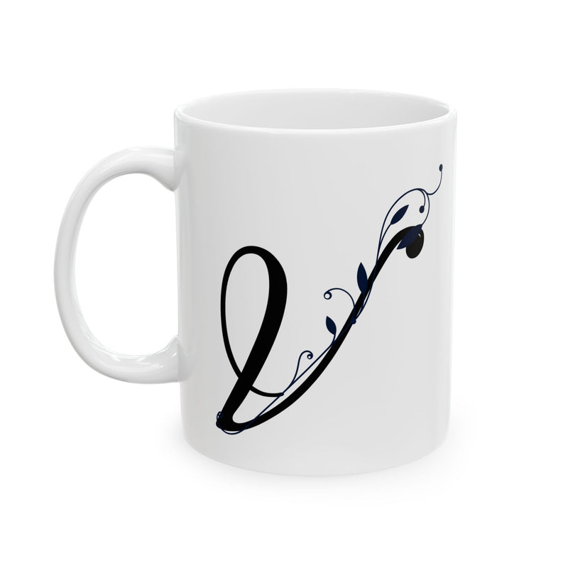 Letter "V" Decorative Monogram Design Coffee Mug