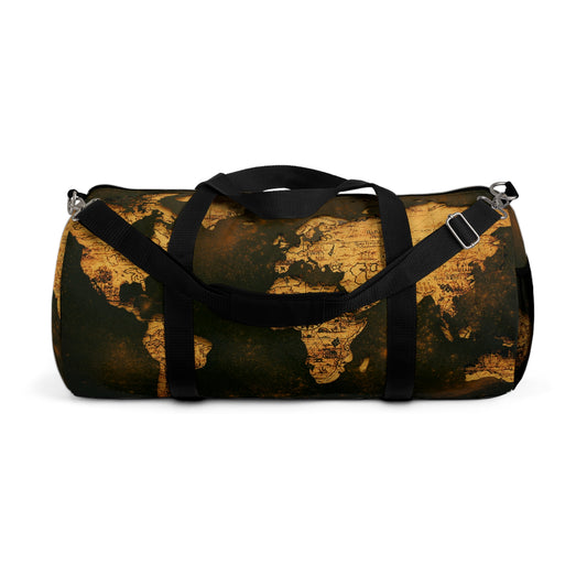 Brown World Map Duffel Bag