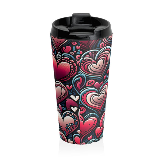 Decorative Heart Pattern - Romantic Stainless Steel Travel Mug