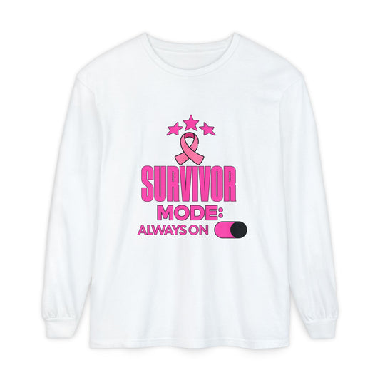 Survivor Mode: Always On - Breast Cancer Survivor Long Sleeve T-Shirt