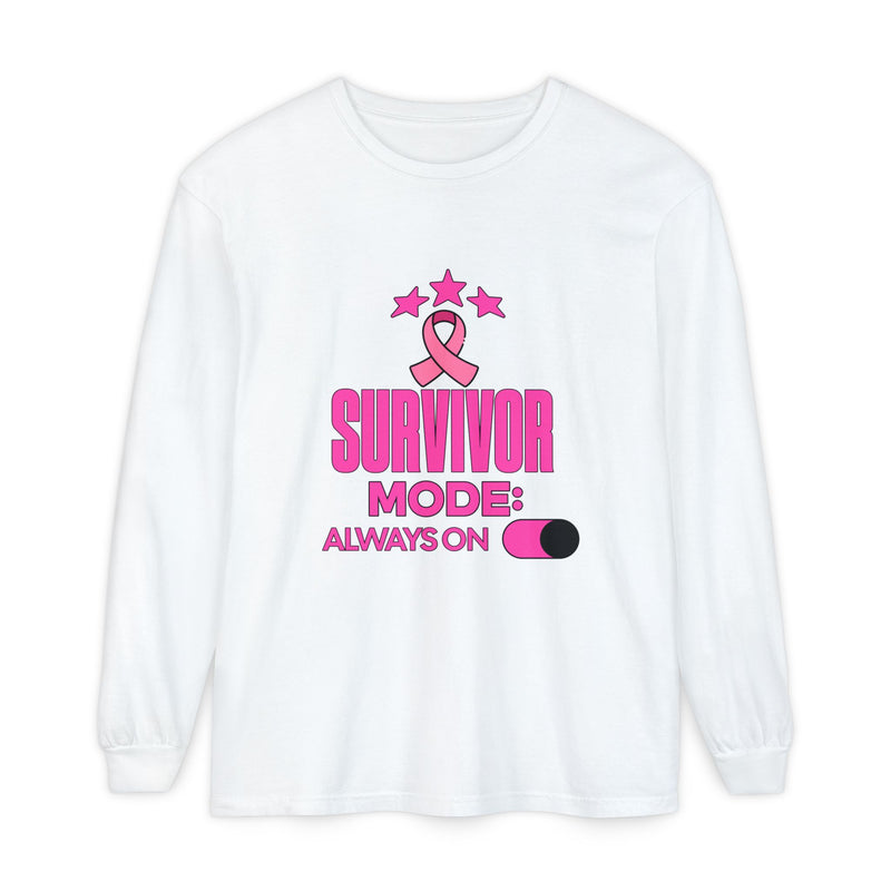 Survivor Mode: Always On - Breast Cancer Survivor Long Sleeve T-Shirt