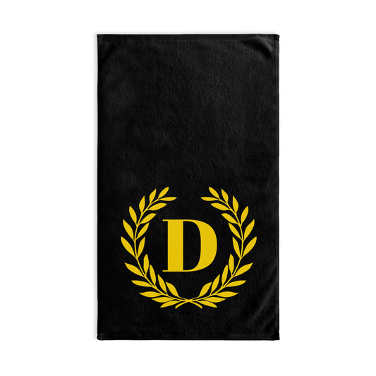 Elegant letter "D" Gold Laurel Monogram Hand Towel