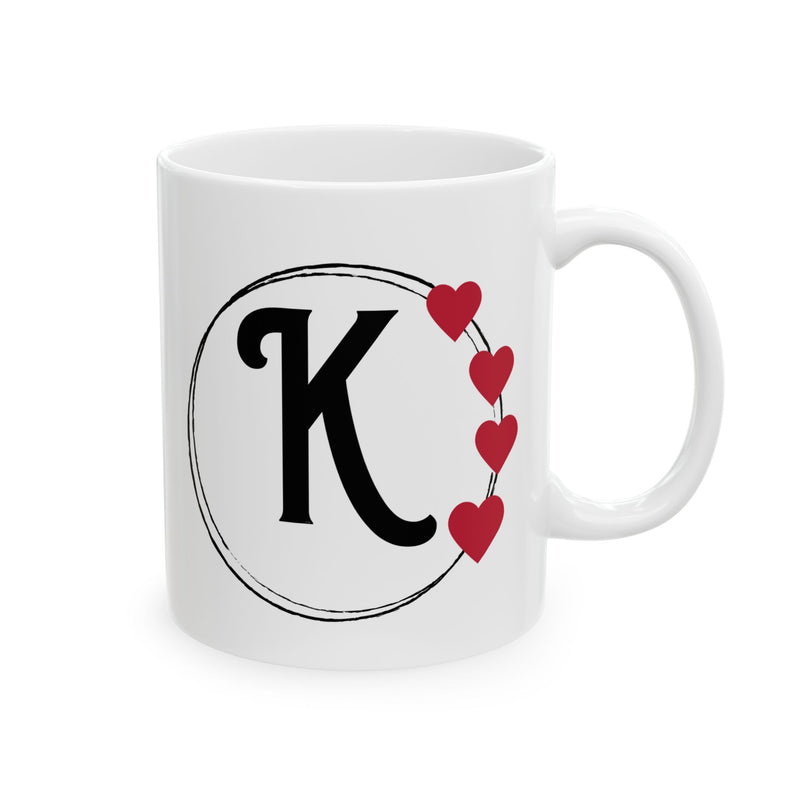 Letter "K" Monogram Heart Design Coffee Mug