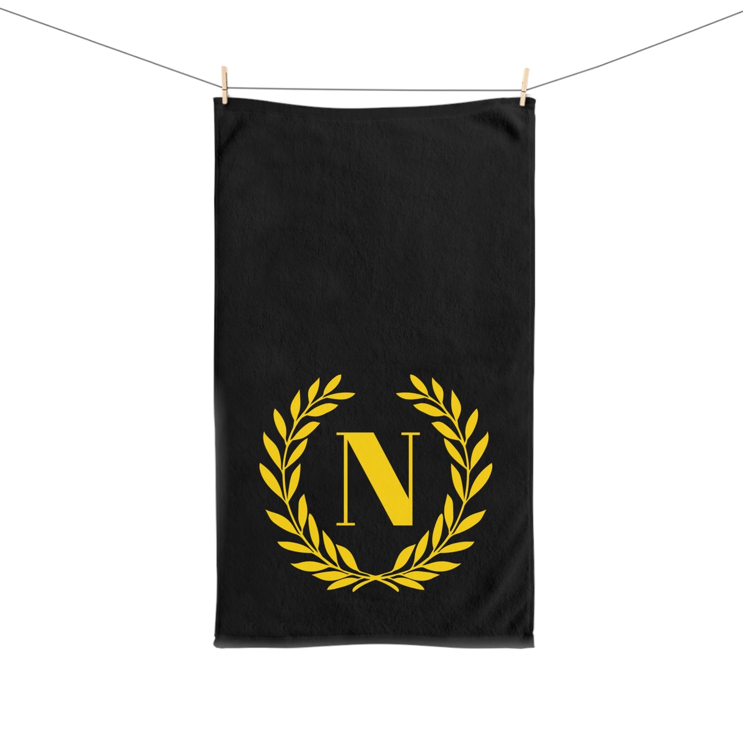 Elegant letter "N" Gold Laurel Monogram Hand Towel