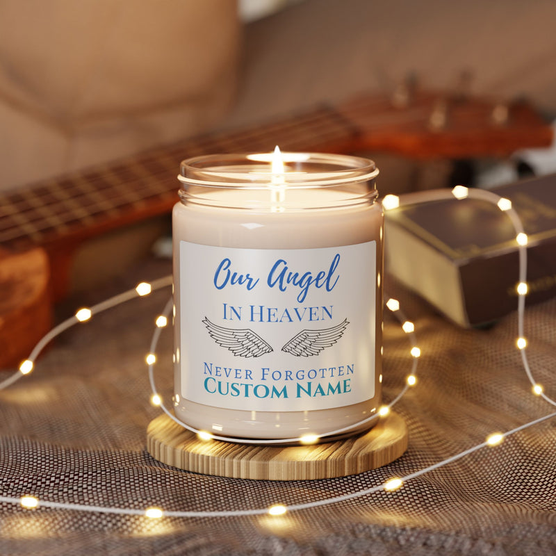 Personalized "Our Angel In Heaven, Never Forgotten" Sympathy Scented Soy Candle, 9oz