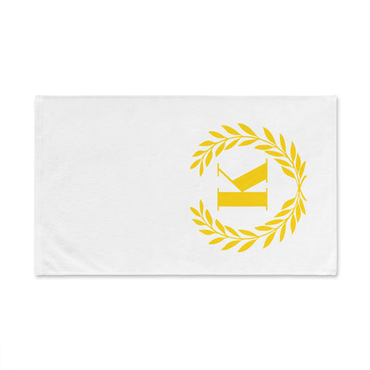 Elegant letter "K" Gold Laurel Monogram White Hand Towel