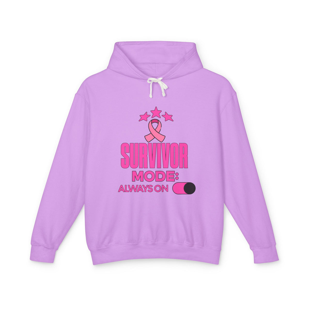 Survivor Mode: Always On - Breast Cancer Survivor Lightweight Hooded Sweatshirt