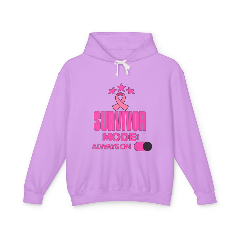 Survivor Mode: Always On - Breast Cancer Survivor Lightweight Hooded Sweatshirt