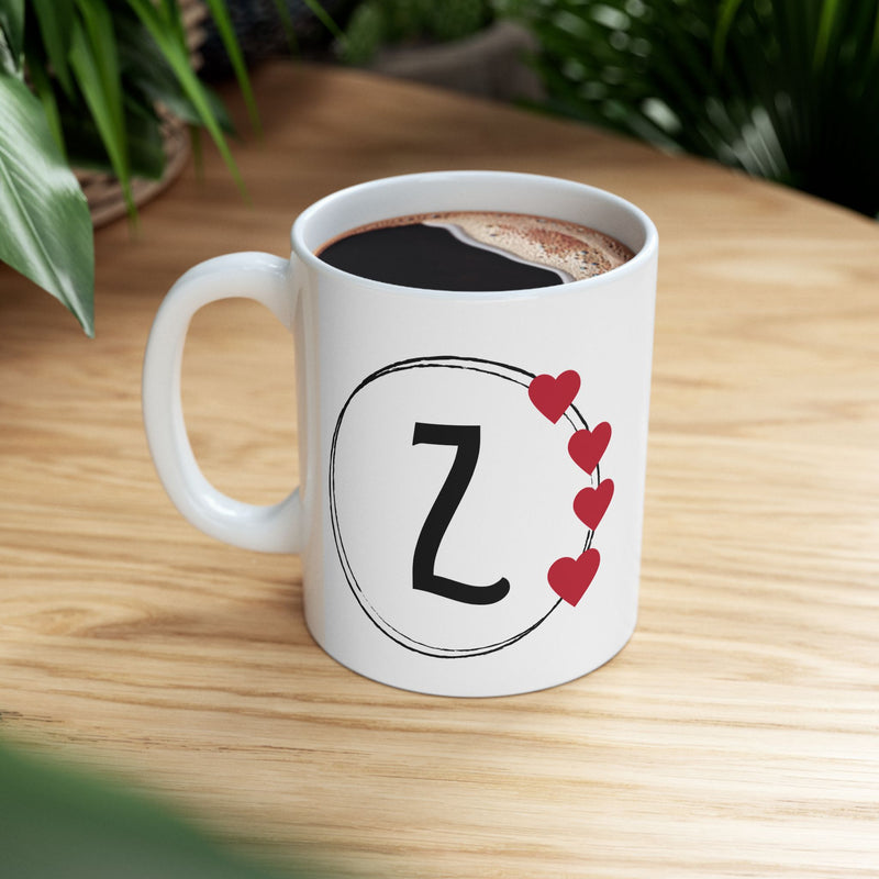 Letter "Z" Monogram Heart Design Coffee Mug