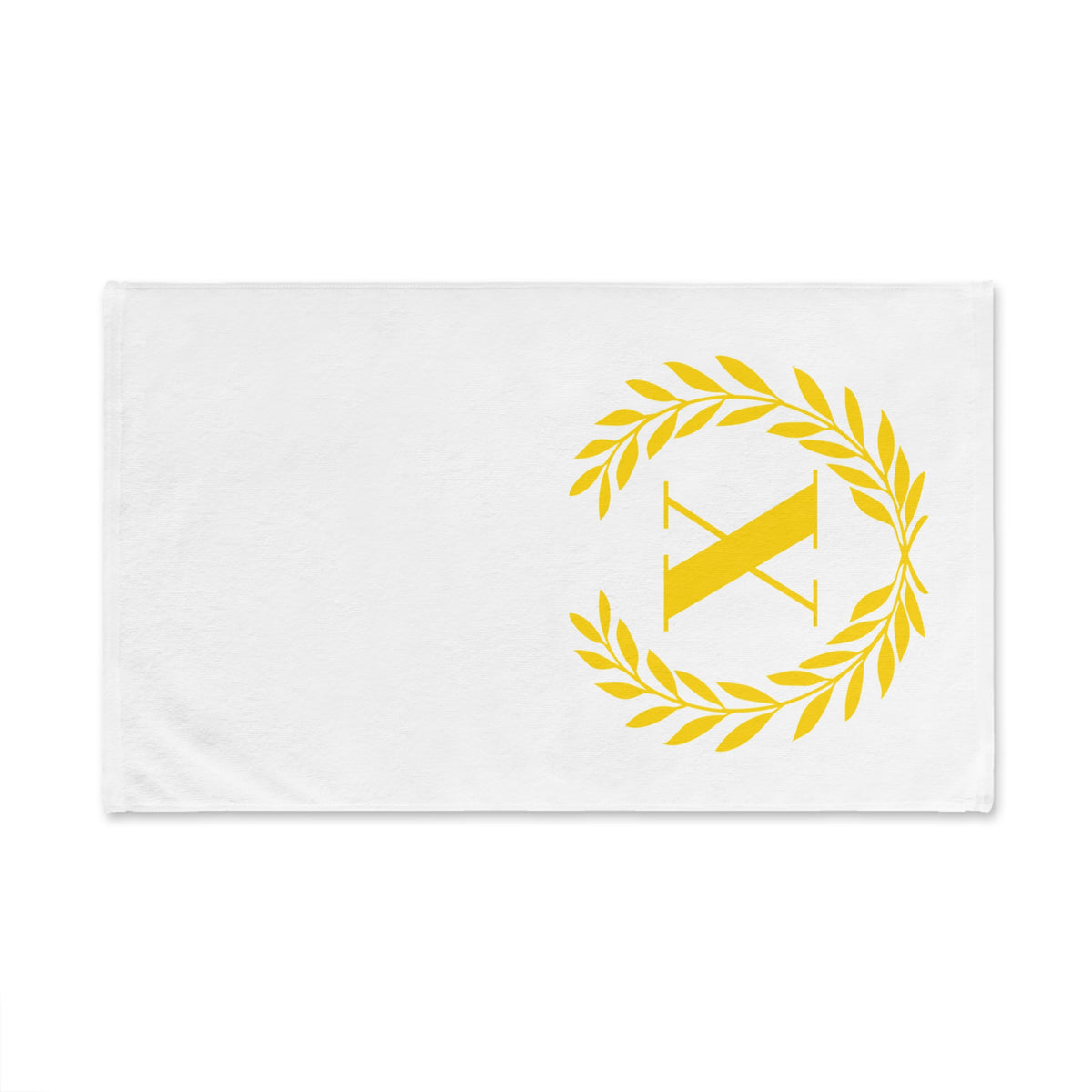 Elegant letter "X" Gold Laurel Monogram White Hand Towel