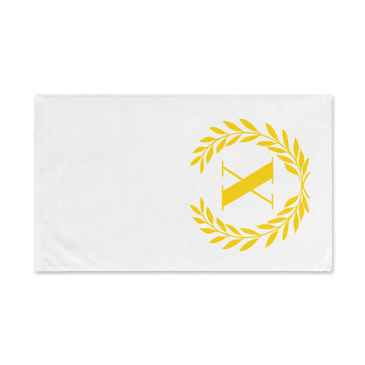Elegant letter "X" Gold Laurel Monogram White Hand Towel