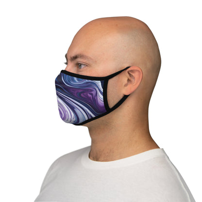 Blue and Purple Marble Swirl Fitted Polyester Face Mask