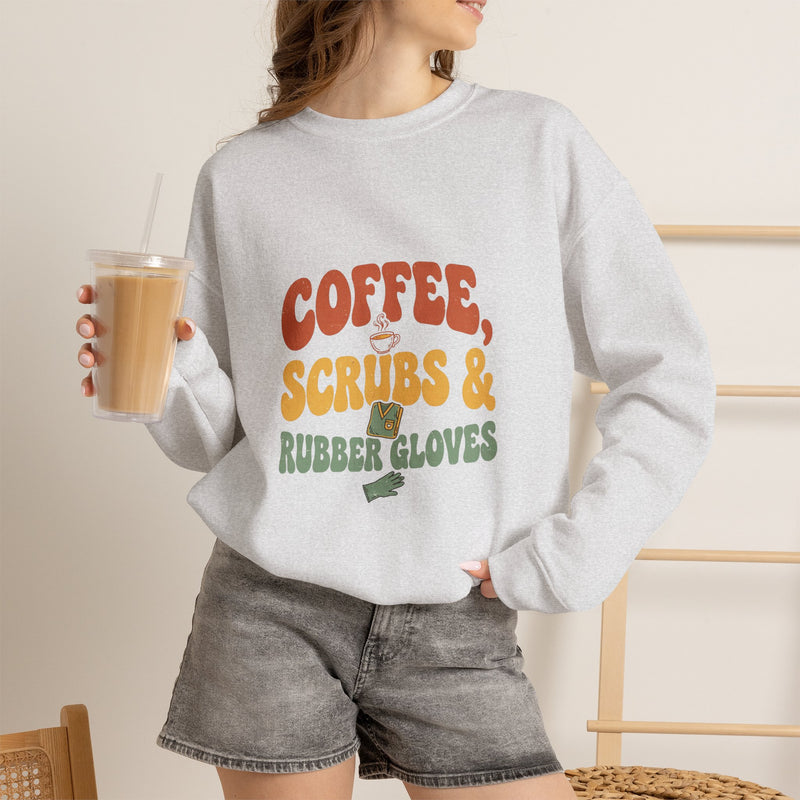 Coffee Scrubs and Rubber Gloves Sweatshirt — Funny Nurse Coffee Crewneck