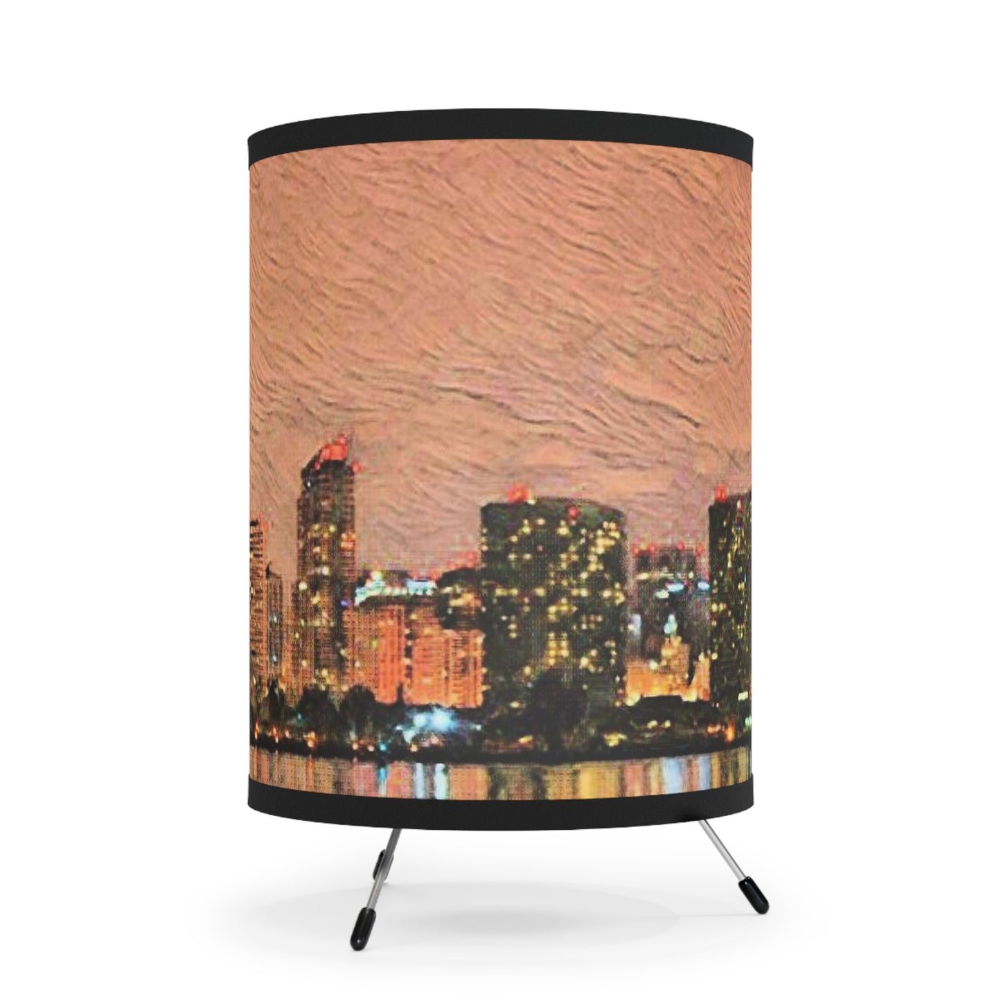 San Diego Skyline Tripod Lamp with High-Res Printed Shade, US\CA plug