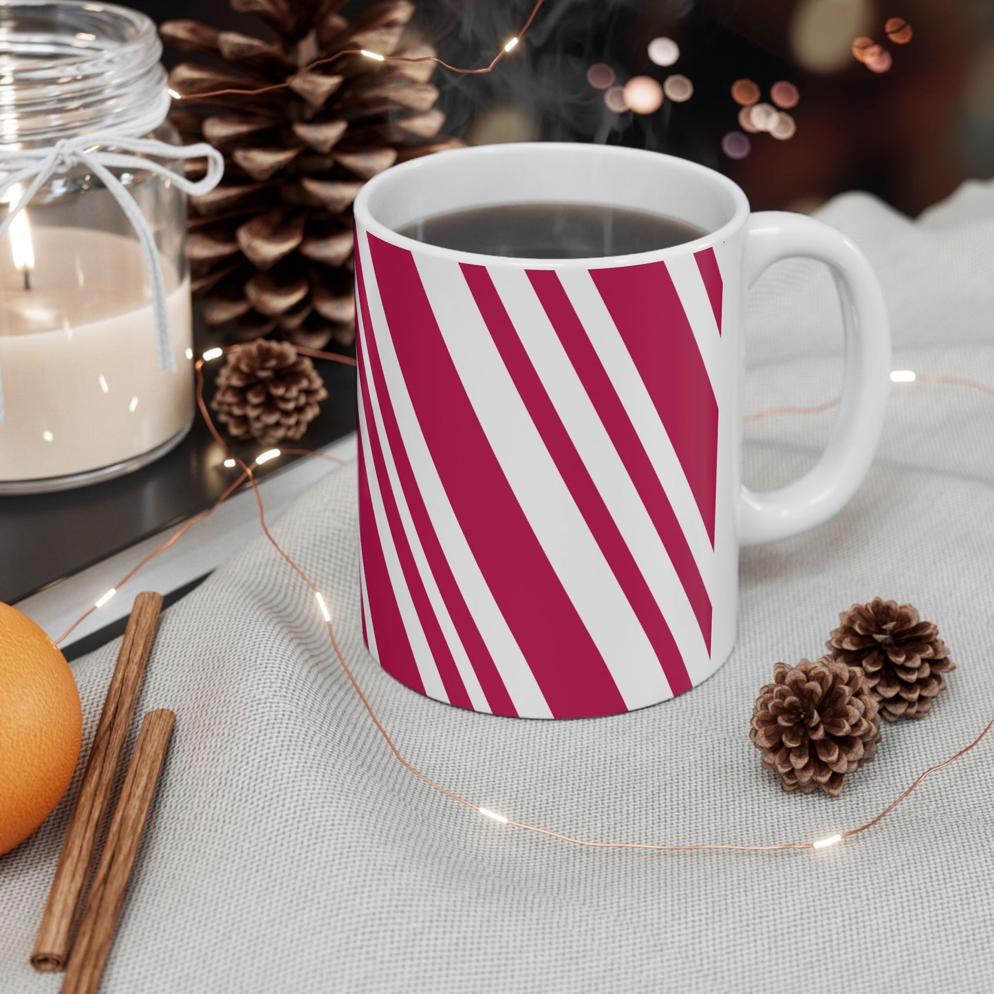 Holiday Candy Cane Ceramic Mug, (11oz, 15oz)